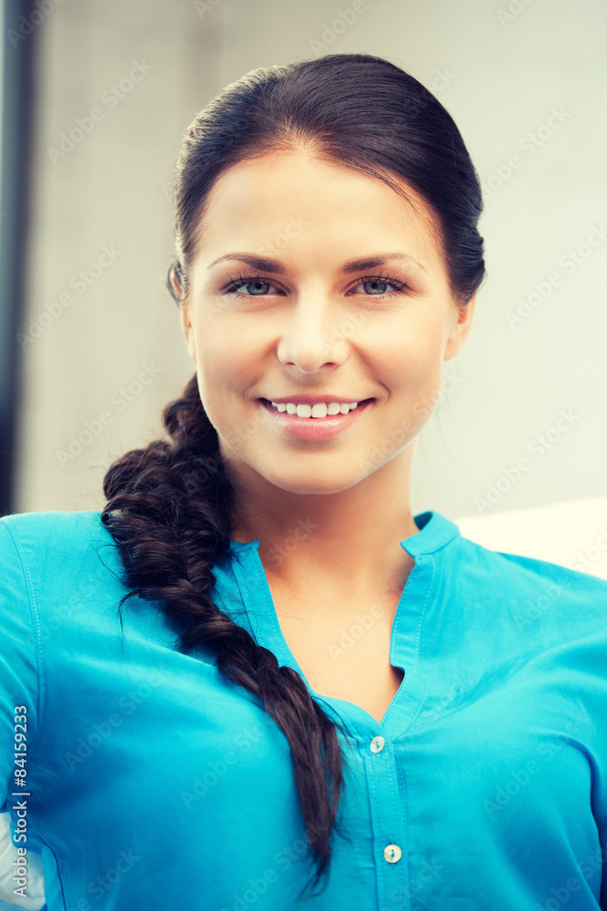 Poster happy and smiling woman