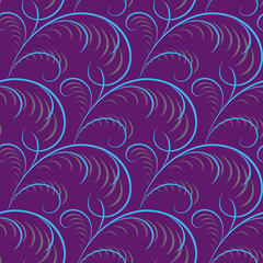 Ornamental grey and purple curls and spirals on lilac background