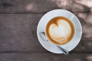 latte art coffee with heart shape