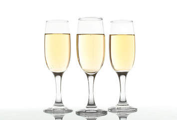Glasses of champagne isolate on white