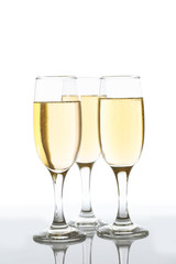 Glasses of champagne isolate on white