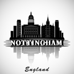 Modern Nottingham City Skyline Design. England