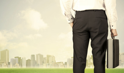 Plakat Businessman with city view