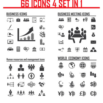 66 icons, 4 set in 1, Set of business, finance & banking icons