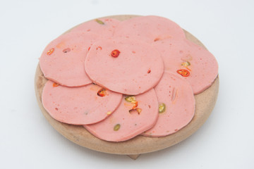 pork ham slices with fresh peppers