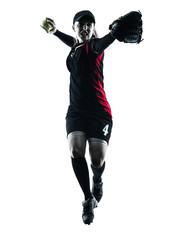 woman playing softball players silhouette isolated © snaptitude
