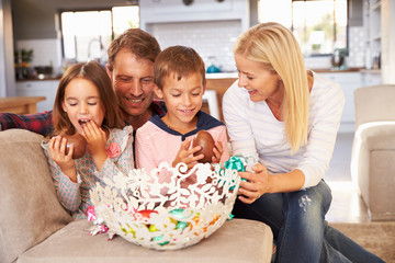 Family celebrating Easter at home