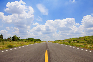 Stock Photo - Road and cloud on blue sky.