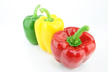 Three colors of capsicum.