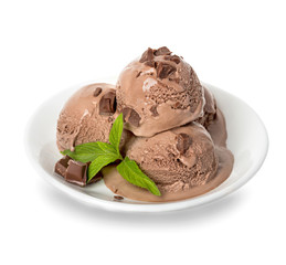 Chocolate ice cream isolated