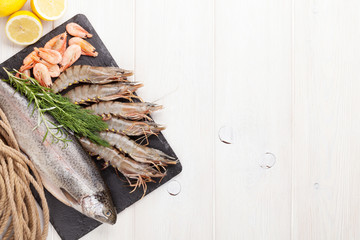 Fresh raw sea food with spices