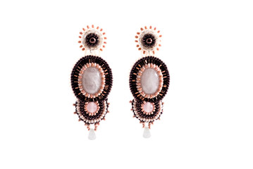 Pink bead earrings with stones