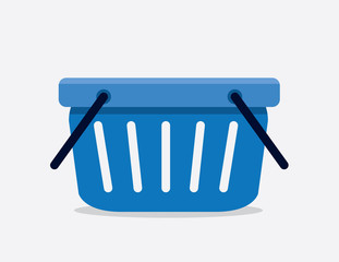 Empty cartoon blue shopping basket
