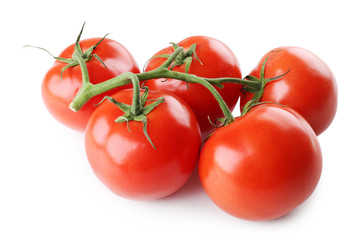 Bunch of fresh tomatoes isolated on white