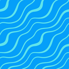 Seamless pattern with diagonal waves on blue background