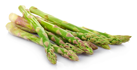 Fresh asparagus isolated on  white