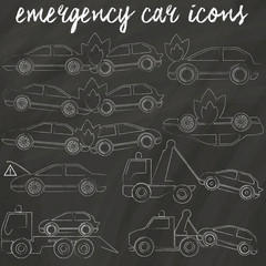 icons for car accedent and tow truxk