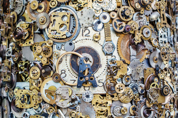 Naklejka premium Abstract time, clock mechanism, gears and cogwheels