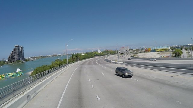 Driving in Miami, Florida, USA