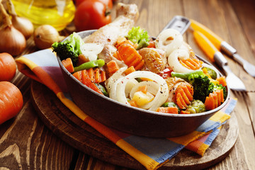 Roasted chicken with vegetables