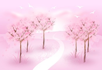 Obraz premium Romantic landscape with tree