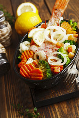 Roasted fish with vegetables