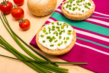 buns with cottage cheese and fresh radish