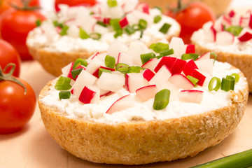 buns with cottage cheese and fresh radish