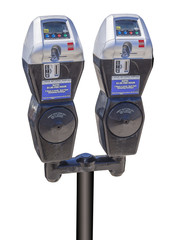 New parking meters that accept credit cards, isolated 