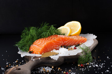 Delicious salmon fillet, rich in omega 3 oil