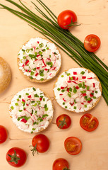 buns with cottage cheese and fresh radish