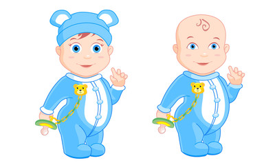 little boy in blue pajamas