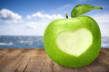 Apple, Heart Shape, Healthy Lifestyle.