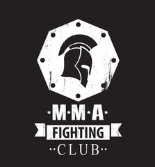 MMA Fighting Club grunge emblem with spartan helmet