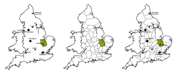 Cambridgeshire located on map of England