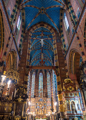 Fototapeta na wymiar Interior of basilica in Krakow, Poland