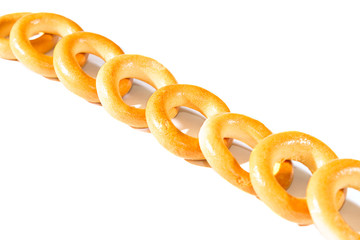  tasty bagels on white background