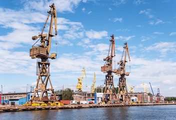 Cranes in repair shipyard in Gdansk, Poland