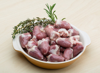 Raw chicken hearts