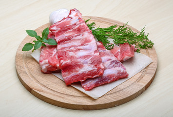 Raw pork ribs