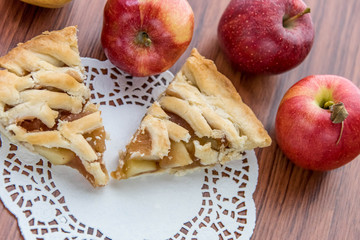 fresh baked sliced apple pie