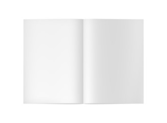 offenes Buch Magazin mit leeren Seiten isoliert auf weißem Hintergrund