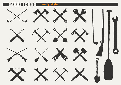 Set of rusty icons