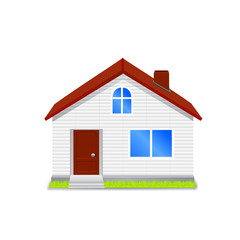 House with green roof. Vector