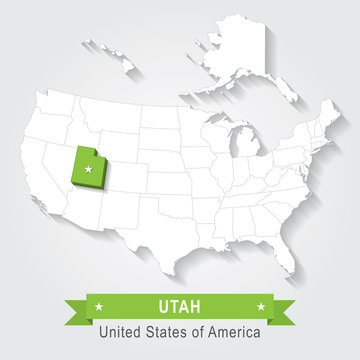 Utah State. USA administrative map.