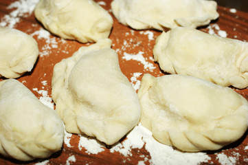 crude handmade dumplings Russian Food