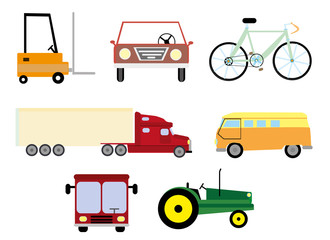 Vector illustration vehicle and transport related icons for your