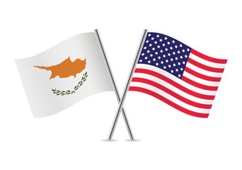 American and Cyprus flags. Vector illustration.