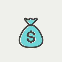Money bag thin line icon