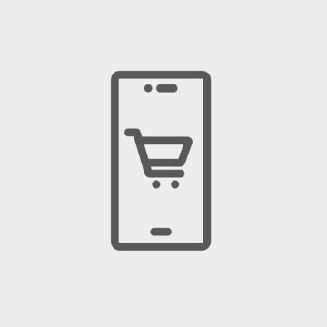 Map and location of shopping cart thin line icon
